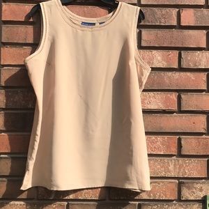 Karen Scott sleeveless yellow/tan  blouse.